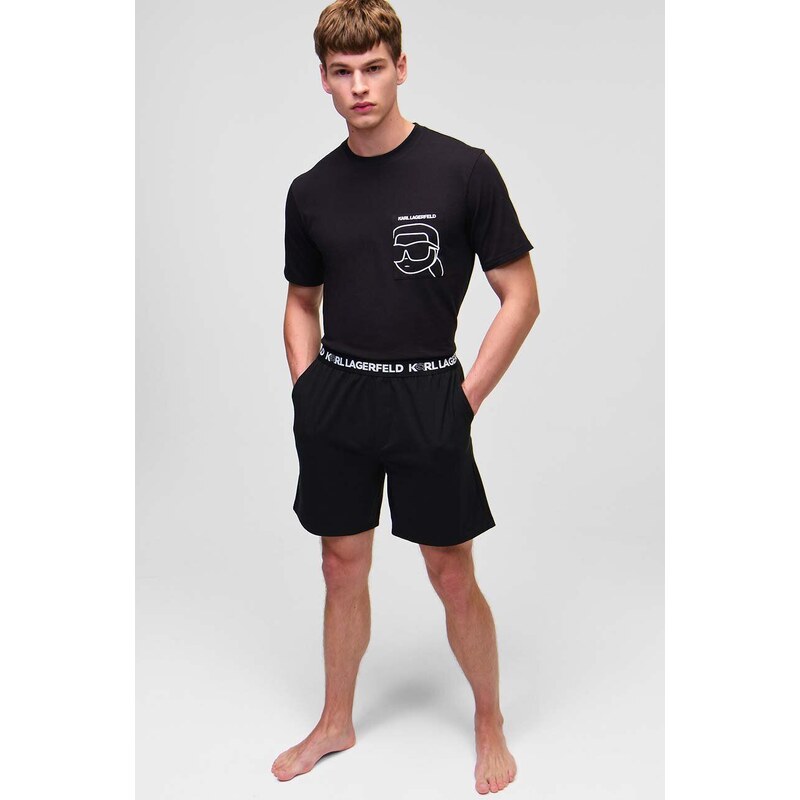 Pidžama Karl Lagerfeld za muškarce, boja: crna, glatka