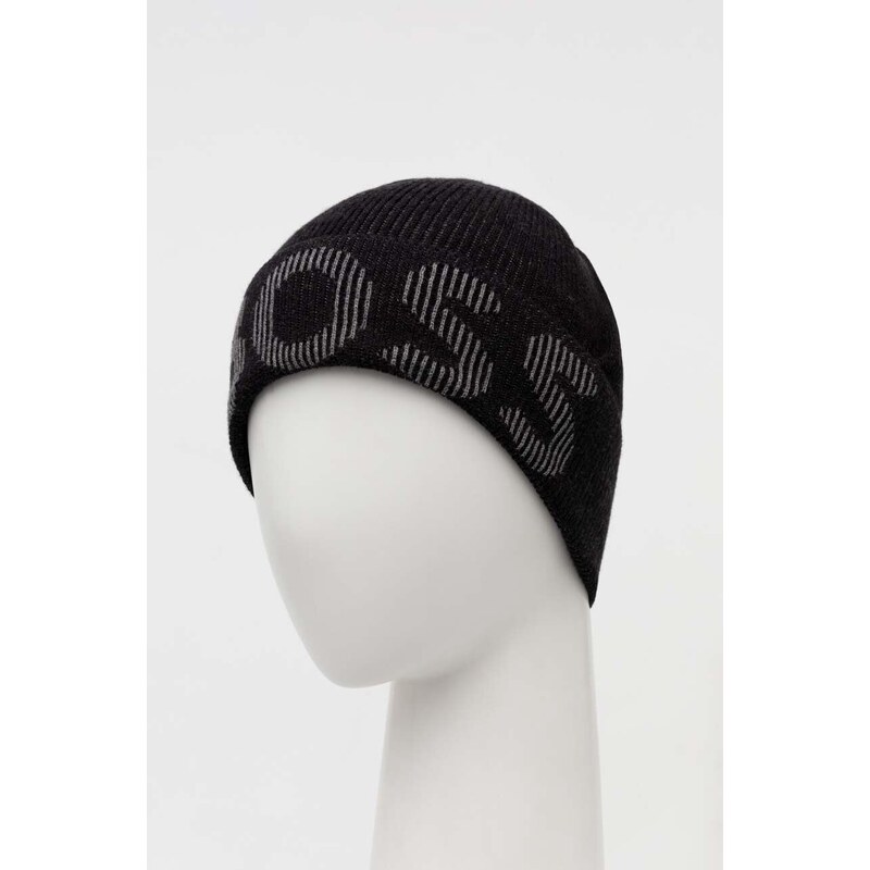 Kapa s dodatkom vune BOSS boja: crna, od tanke pletenine