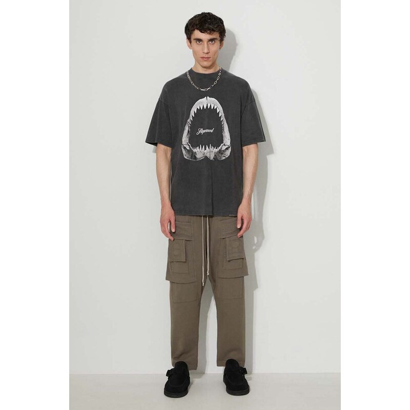 Pamučne hlače Rick Owens boja: siva, ravni kroj, DU02B4371.RIG.DUST-BLACK