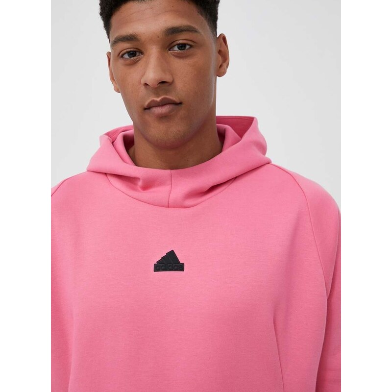 Dukserica adidas Z.N.E za muškarce, boja: ružičasta, s kapuljačom, s aplikacijom