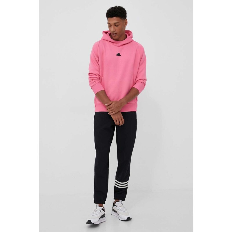 Dukserica adidas Z.N.E za muškarce, boja: ružičasta, s kapuljačom, s aplikacijom