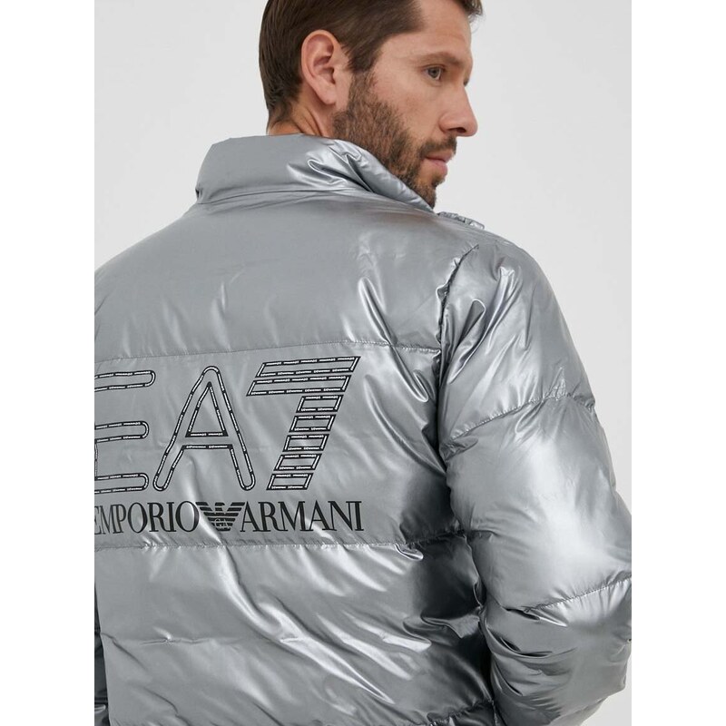 Jakna EA7 Emporio Armani za muškarce, boja: srebrna, za zimu