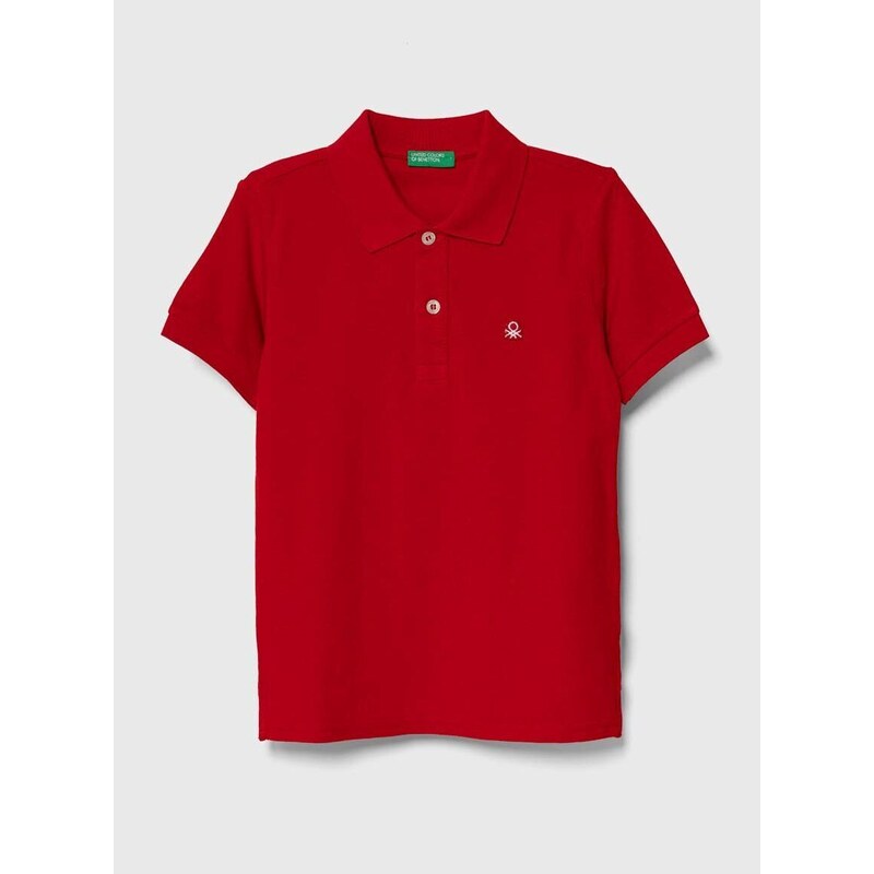 Pamučna polo majica United Colors of Benetton boja: crvena, glatki model