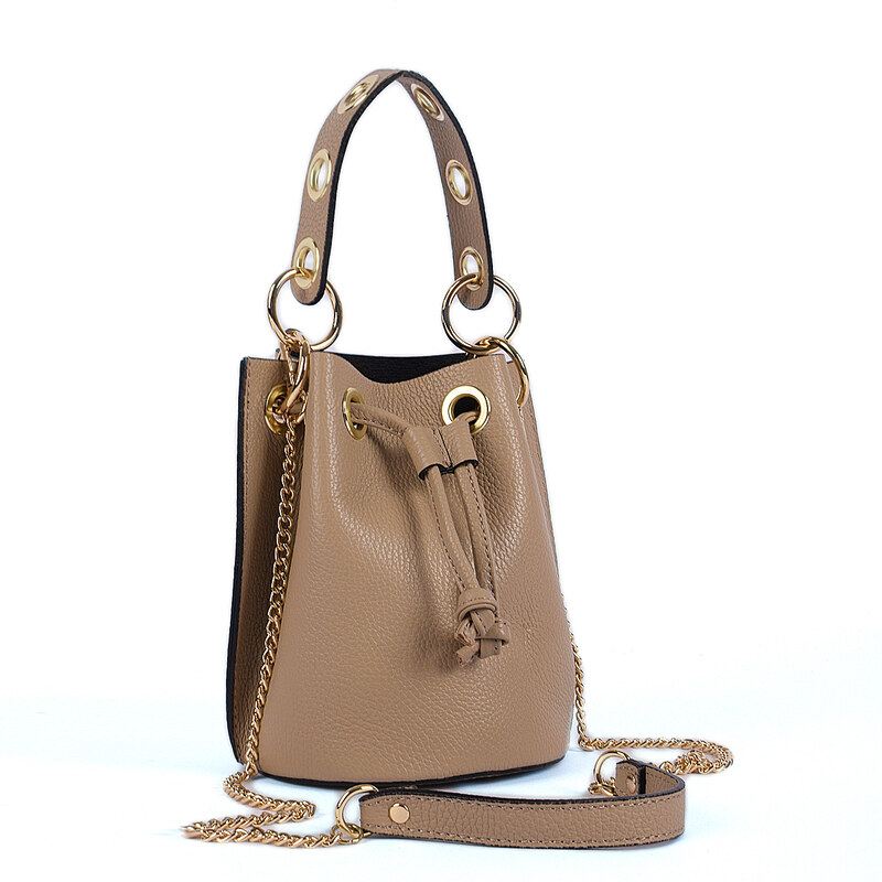 Luksuzna Talijanska torba od prave kože VERA ITALY "Arpesta", boja taupe, 20x20cm