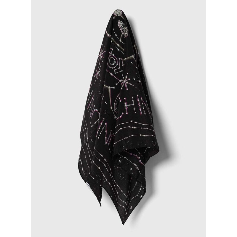Svilena marama Moschino boja: crna, s uzorkom