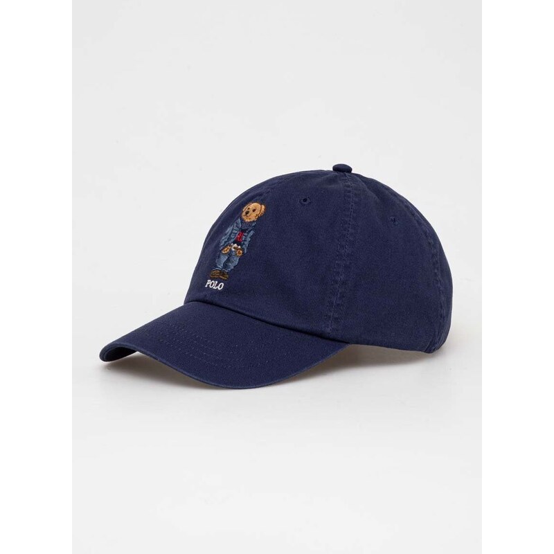 Pamučna kapa sa šiltom Polo Ralph Lauren boja: tamno plava, s aplikacijom