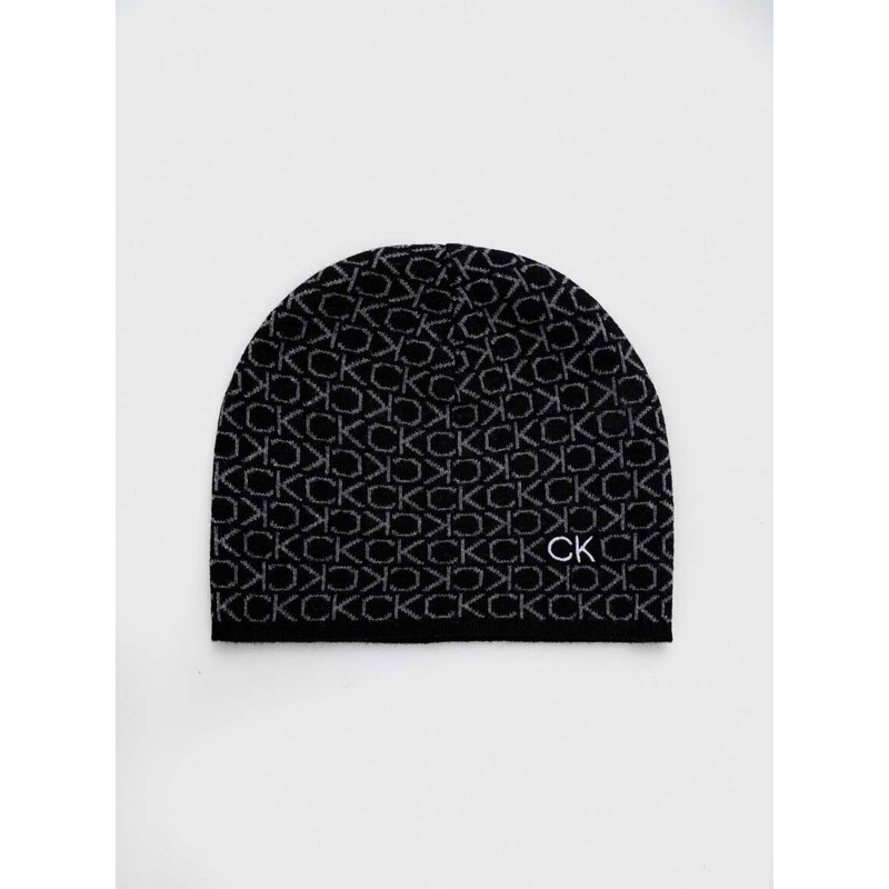 Kapa s dodatkom kašmira Calvin Klein boja: crna, od tanke pletenine