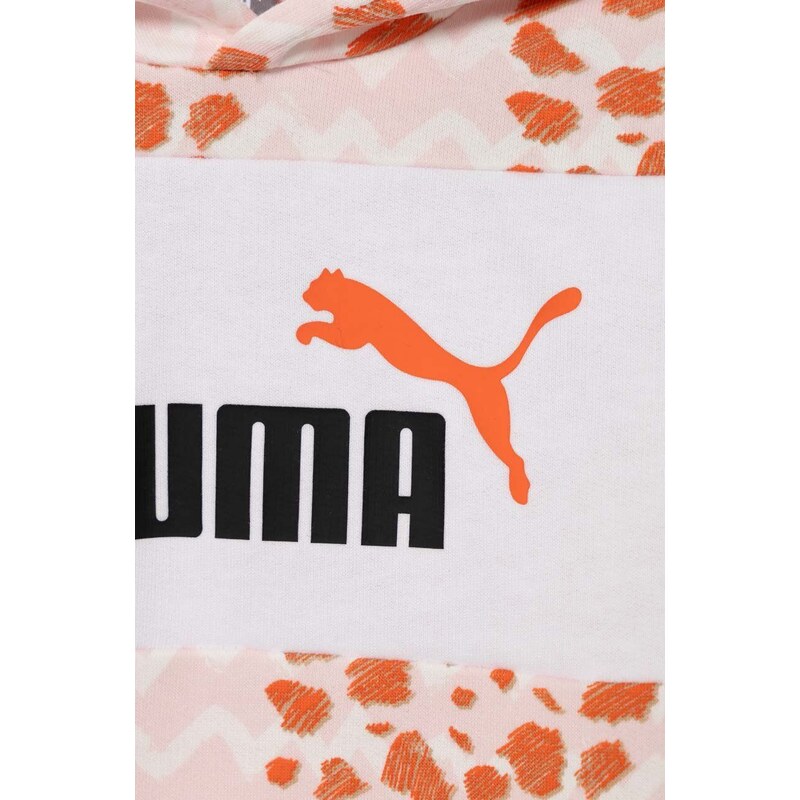 Dječja dukserica Puma ESS MIX MTCH Hoodie TR boja: ružičasta, s kapuljačom, s uzorkom