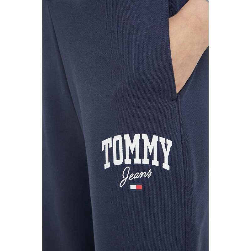 Pamučni donji dio trenirke Tommy Jeans boja: tamno plava, s tiskom