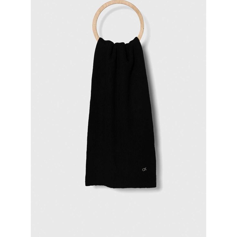 Kratki šal s primjesom vune Calvin Klein boja: crna, bez uzorka
