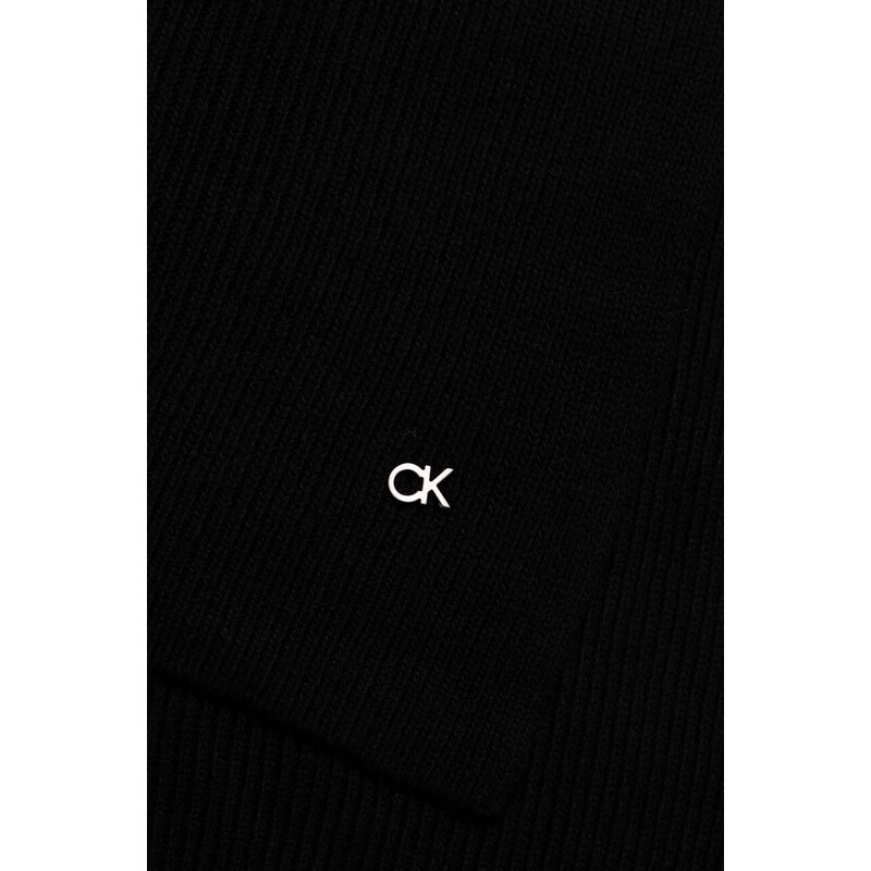Kratki šal s primjesom vune Calvin Klein boja: crna, bez uzorka