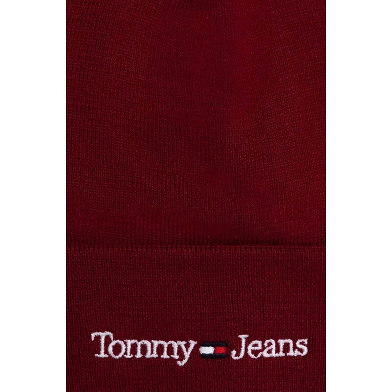 Kapa Tommy Jeans boja: bordo, od tanke pletenine