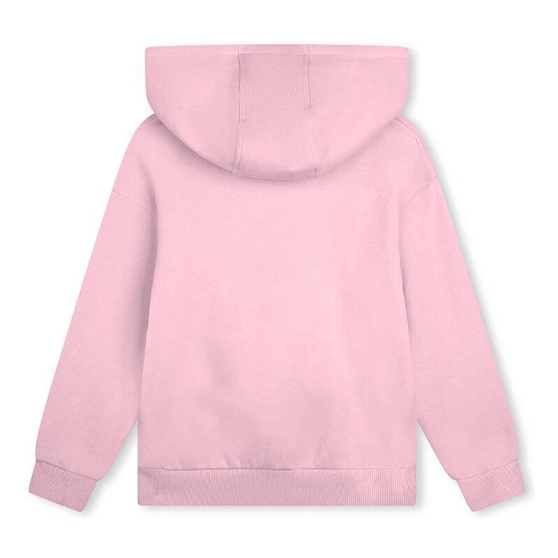Dječja pamučna dukserica Kenzo Kids boja: ružičasta, s kapuljačom, s tiskom