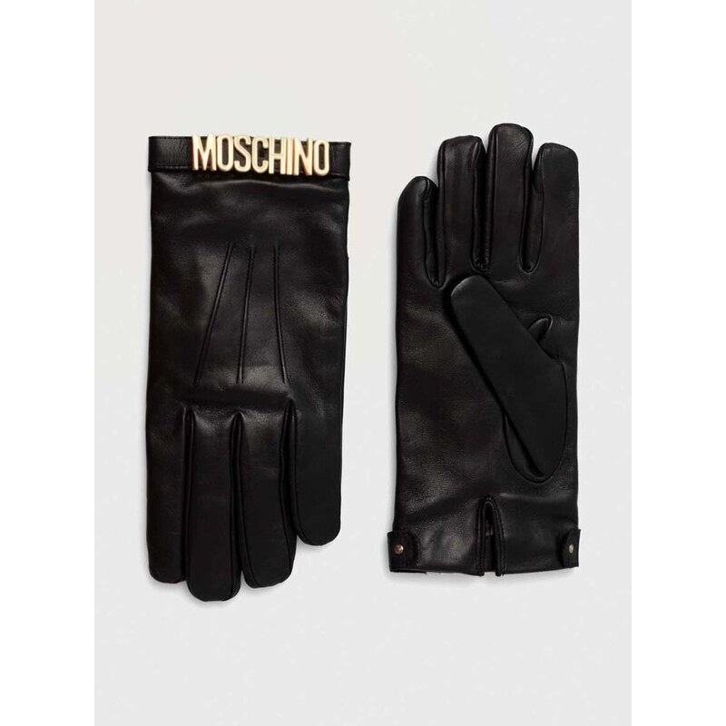Kožne rukavice Moschino za žene, boja: crna