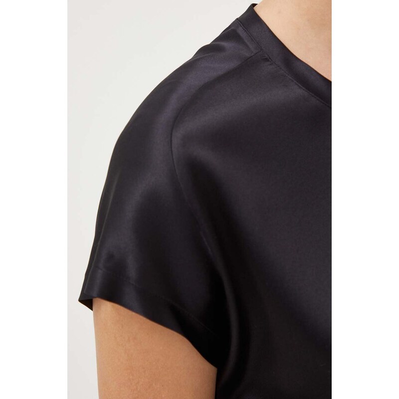 Pamučna bluza Pinko boja: crna, bez uzorka