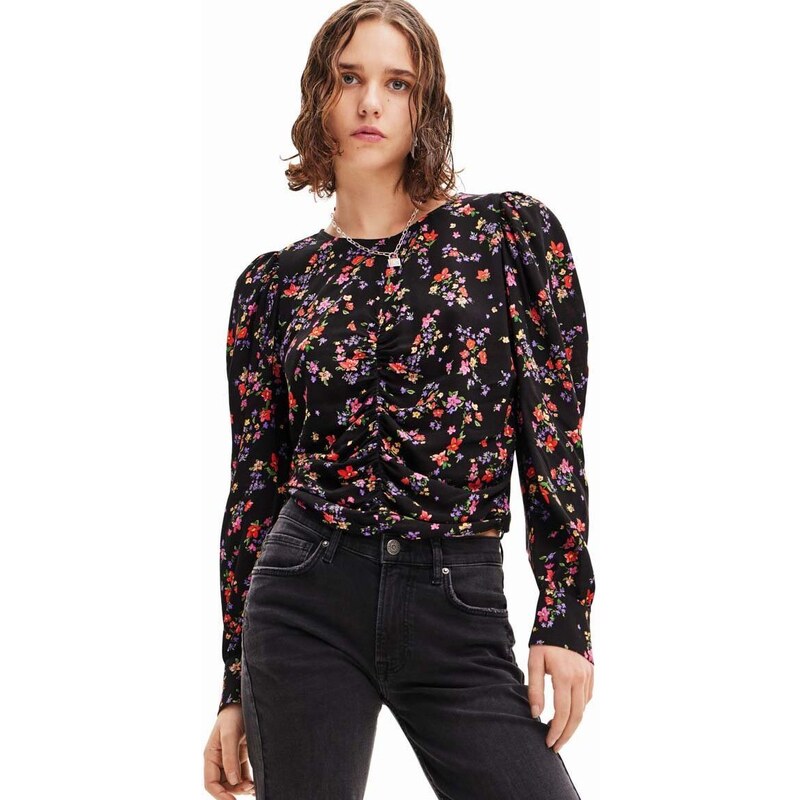 Bluza Desigual za žene, boja: crna, s uzorkom