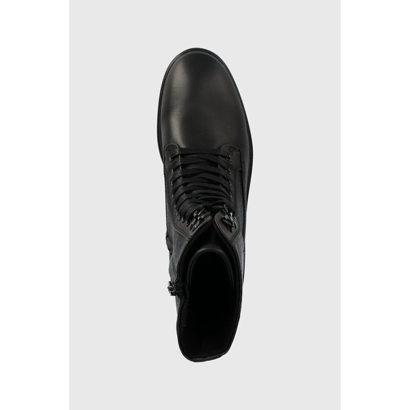 Čizme Calvin Klein CLEAT COMBAT BOOT - EPI MONO MIX za žene, boja: crna, s platformom, HW0HW01713
