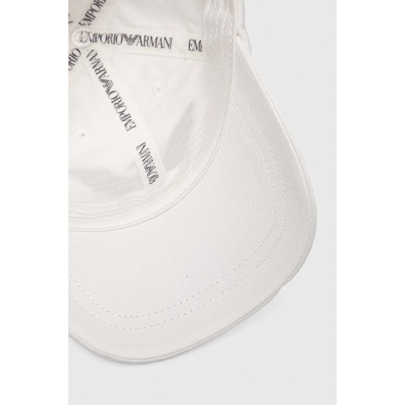Pamučna kapa sa šiltom za bebe Emporio Armani boja: bijela, s aplikacijom