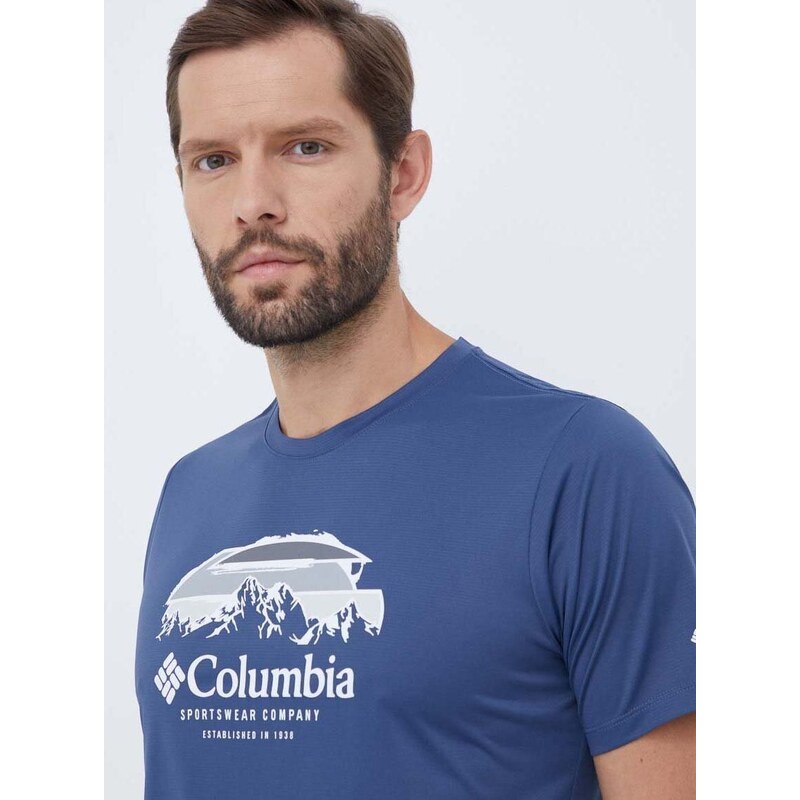 Sportska majica kratkih rukava Columbia Columbia Hike boja: tamno plava, s tiskom