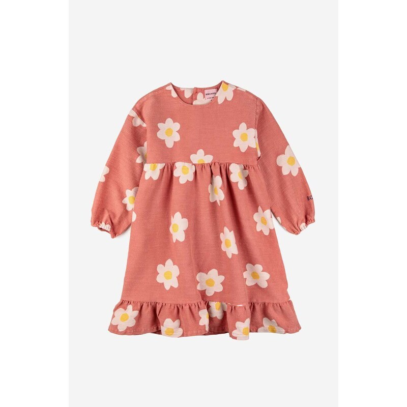 Dječja pamučna haljina Bobo Choses boja: ružičasta, mini, širi se prema dolje