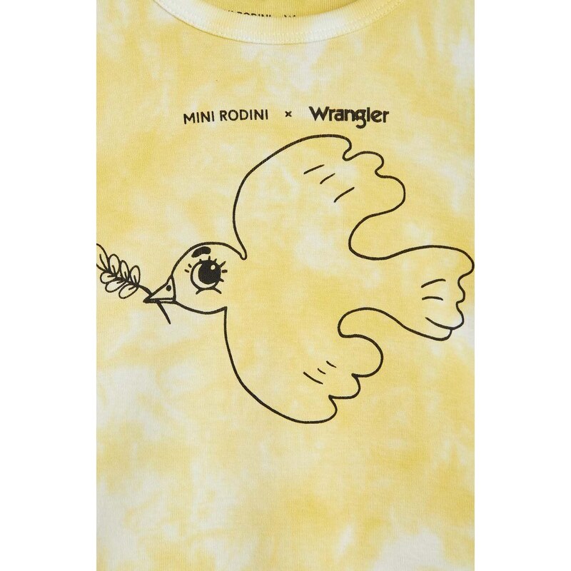 Dječja pamučna majica kratkih rukava Mini Rodini Mini Rodini x Wrangler boja: žuta, s uzorkom