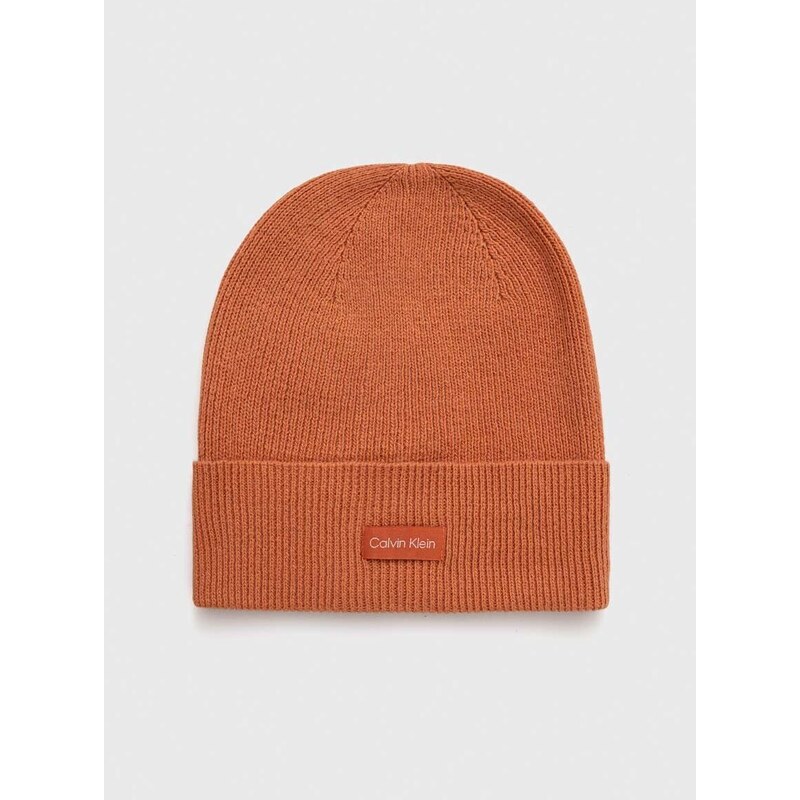 Kapa s dodatkom vune Calvin Klein boja: narančasta, od tanke pletenine