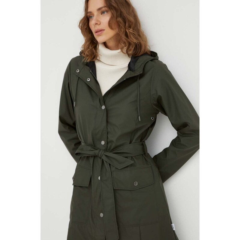 Kišna jakna Rains 18130 Jackets za žene, boja: zelena, za prijelazno razdoblje