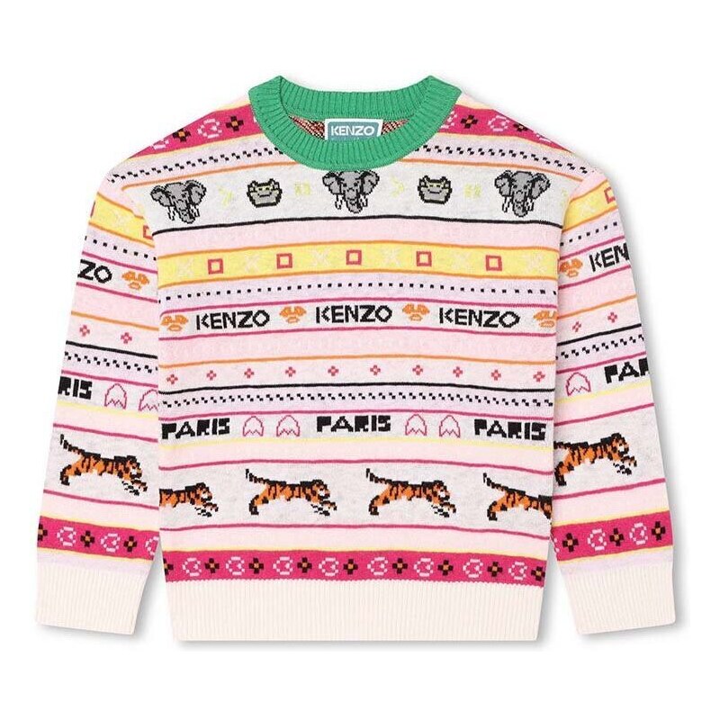 Dječji pulover s postotkom vune Kenzo Kids boja: bež