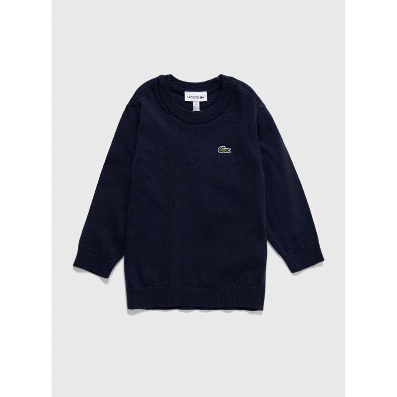 Dječji pulover s postotkom vune Lacoste boja: tamno plava, lagani