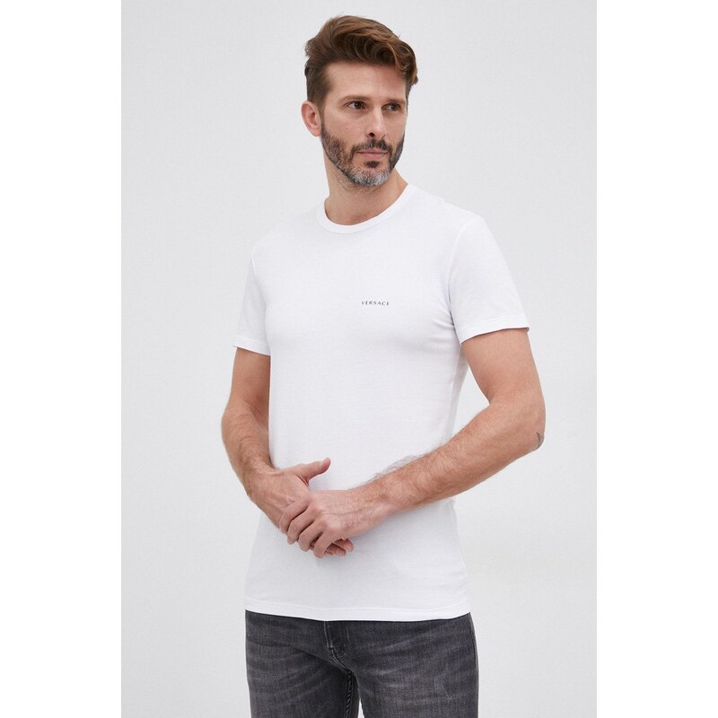 Majica kratkih rukava Versace za muškarce, boja: bijela, jednobojni model