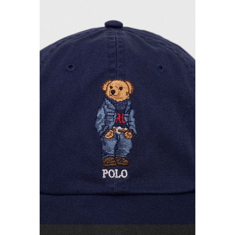 Pamučna kapa sa šiltom Polo Ralph Lauren boja: tamno plava, s aplikacijom