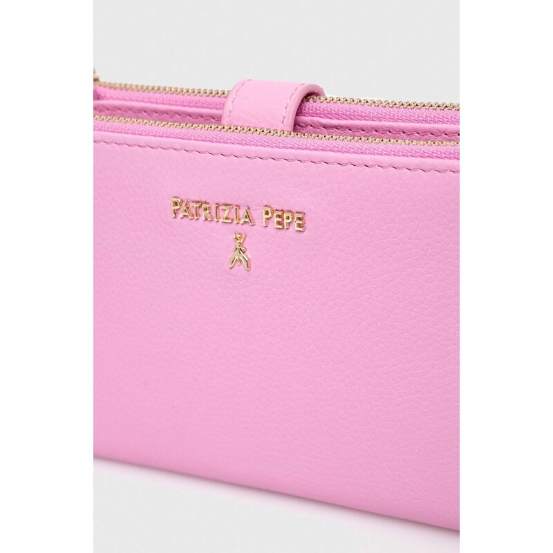 Kožni novčanik Patrizia Pepe za žene, boja: ružičasta
