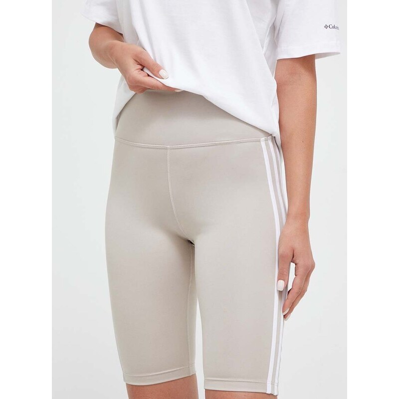Kratke hlače adidas Originals za žene, boja: bež, bez uzorka, visoki struk