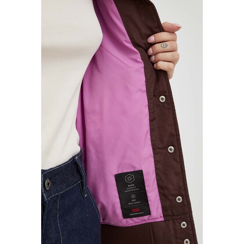 Bomber jakna Levi's za žene, boja: smeđa, za prijelazno razdoblje