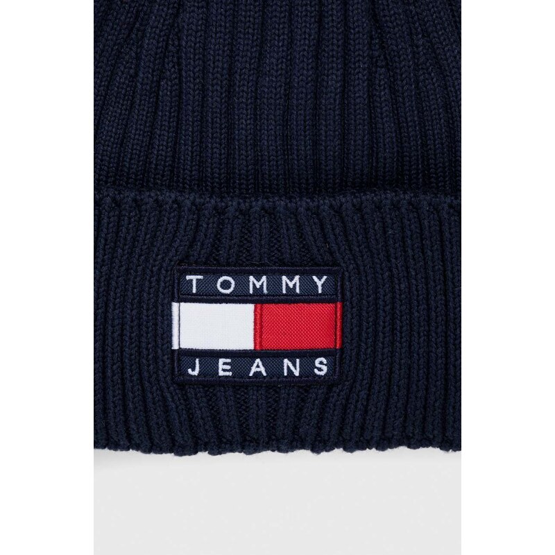 Kapa Tommy Jeans boja: tamno plava, od debelog pletiva