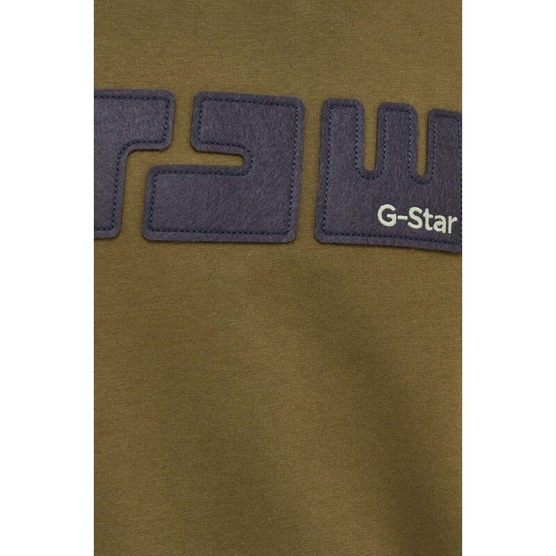 Pamučna majica G-Star Raw boja: zelena, s aplikacijom