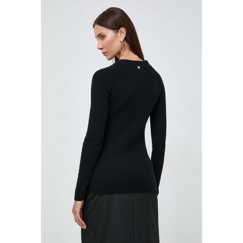 Pulover s dodatkom vune Pinko za žene, boja: crna