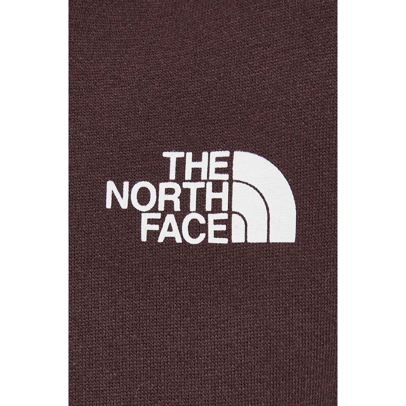 Pamučna dukserica The North Face za žene, boja: smeđa, s kapuljačom, s tiskom
