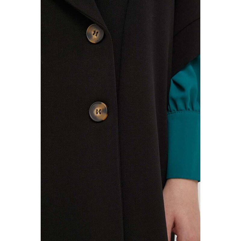 Kaput Artigli za žene, boja: crna, za prijelazno razdoblje, kopčanje u dva reda