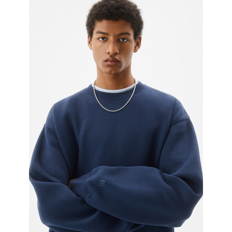 Pull&Bear Sweater majica mornarsko plava