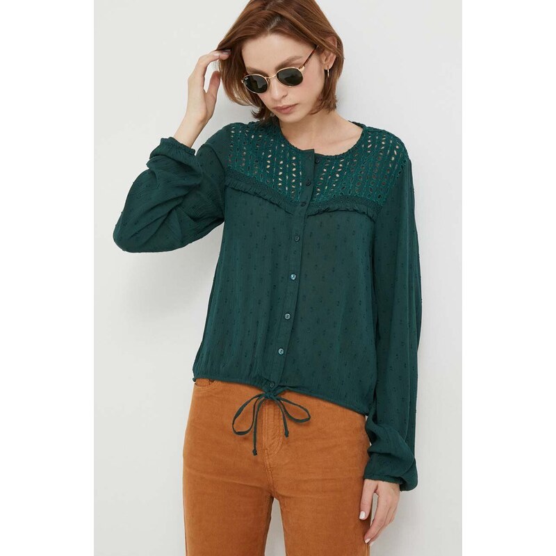 Košulja Pepe Jeans ISABEL za žene, boja: zelena, regular