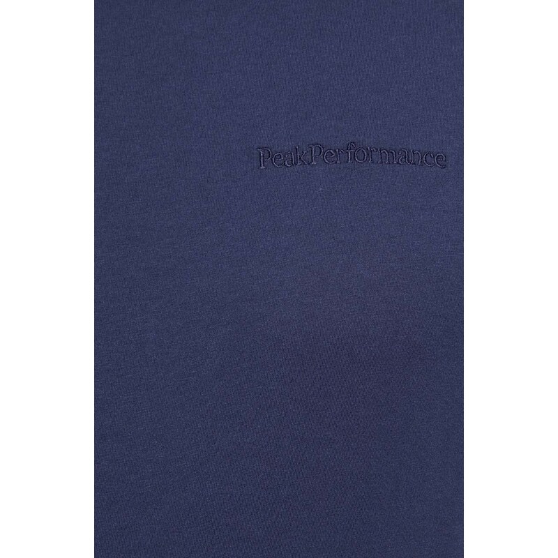 Pamučna majica Peak Performance boja: tamno plava, bez uzorka