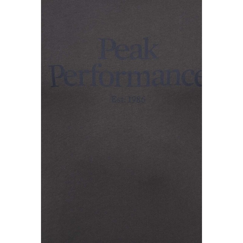 Pamučna majica Peak Performance boja: zelena, s tiskom
