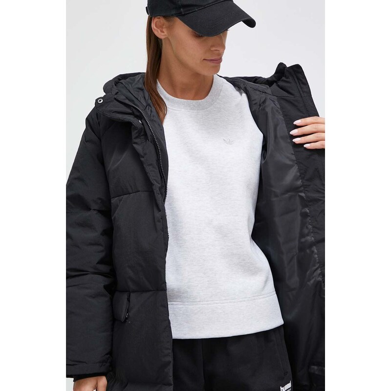 Pernata jakna adidas za žene, boja: crna, za zimu