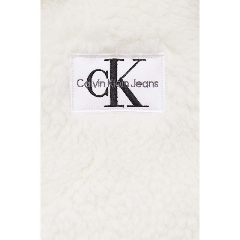 Jakna Calvin Klein Jeans za žene, boja: bež, za prijelazno razdoblje, oversize