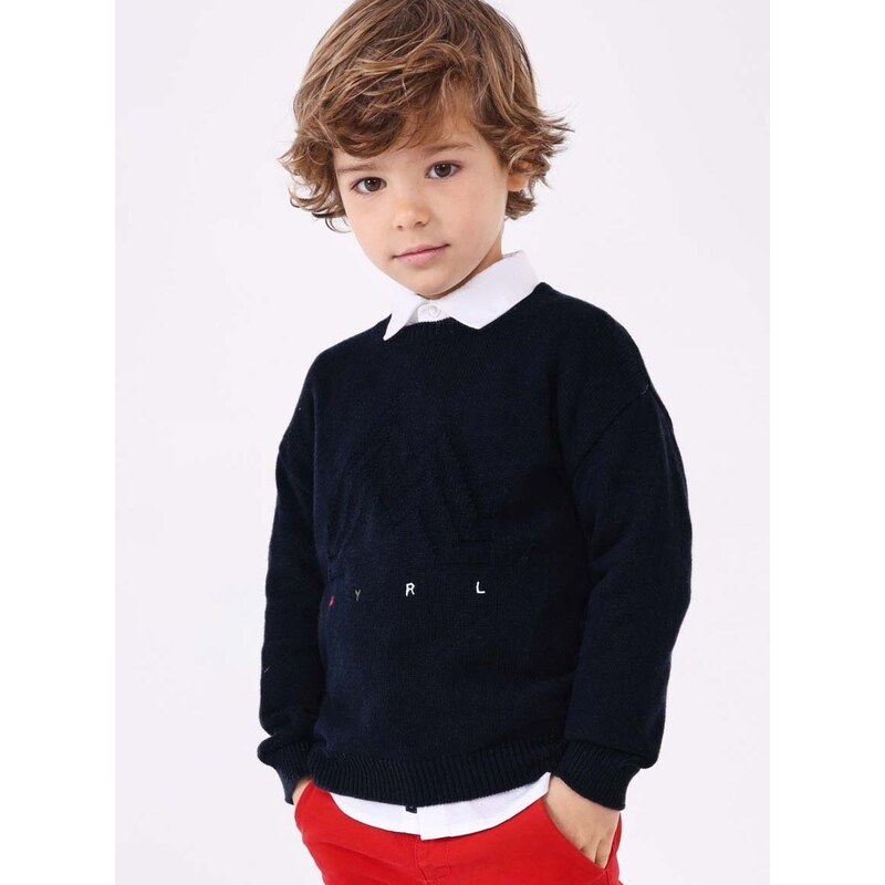 Dječji pulover s postotkom vune Mayoral boja: tamno plava, lagani