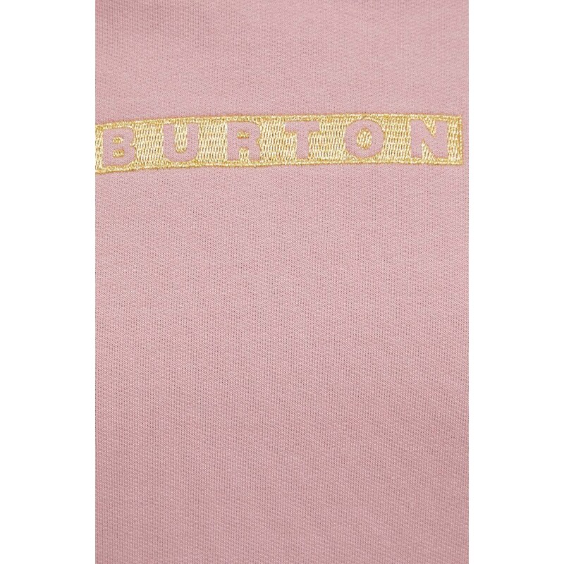 Dukserica Burton za žene, boja: ružičasta, s kapuljačom, s aplikacijom
