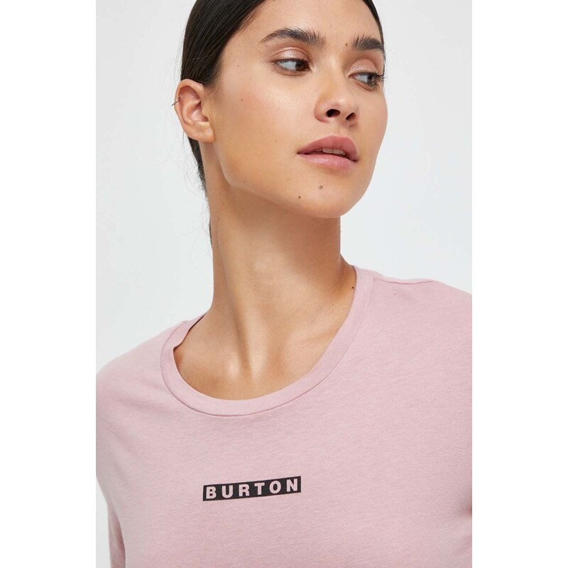 Pamučna majica Burton za žene, boja: ružičasta