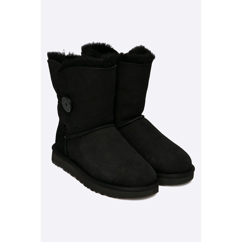 Cipele UGG Bailey Button II za žene, boja: crna, ravna potpetica, s toplom podstavom, 1016226.BLK
