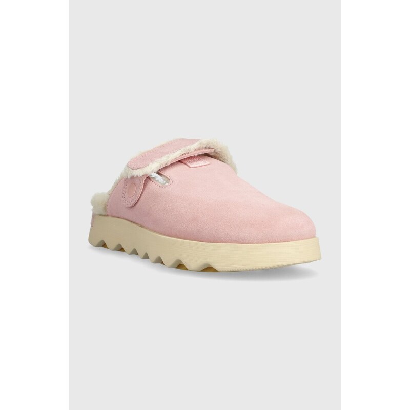 Kućne papuče od brušene kože Sorel VIIBE CLOG SUEDE COZY boja: ružičasta, 2048521